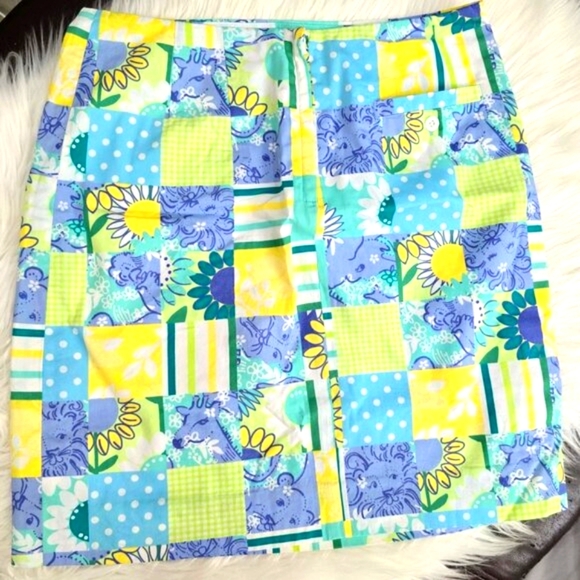 Lilly Pulitzer Patchwork Mini Skirt w/ Cotton Comfort & Color Joy | Size 2 - Picture 4 of 12